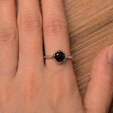 1ct Engagement Ring Round Black Diamond Floral Solitaire 14k White Gold Finish