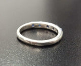 1.3ct Wedding Ring Band Round Cut Blue Sapphire Stackable 14k White Gold Finish