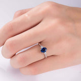 1.2ct Oval Cut Blue Sapphire Engagement Ring Diamond Trilogy 14k White Gold Over