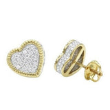 2Ct Round Cut Diamond Heart Shaped Women Stud Earrings 14K Yellow Gold Finish