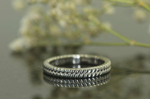 Tyre Rope Braided Stackable Wedding Band Ring Men Women 14k White Gold Finish