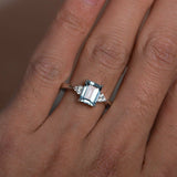 0.9ct Emerald Cut Blue Aquamarine Engagement Ring 14k WhiteGold Finish Solitaire