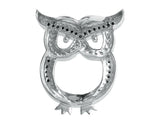 1.5ct Round Cut Black & White Diamond Owl Outline Pendant 14k White Gold Finish