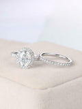 Halo Bridal Set Engagement Ring 2.3ct Oval Cut VVS1D Diamond 14k White Gold Over