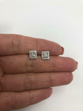 1.5ct Princess Cut VVS1D Diamond Halo Stud Earrings 14k White Gold Finish