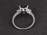 1ct Heart Cut Purple Amethyst Engagement Ring 14k White Gold Finish Trilogy