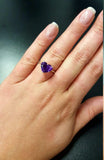 1.5ct Engagement Ring Heart Cut Purple Amethyst Solitaire 14k White Gold Finish