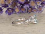 2ct Oval Blue Aquamarine Engagement Ring Infinity Solitaire 14k WhiteGold Finish