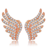 Angel Wings Stud Earrings 1.3ct Round Cut VVS1D Diamond 14k Rose Gold Finish