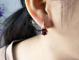 2.56ct Dangle Earrings Round Cut Red Garnet Stylish 14k Rose Gold Finish