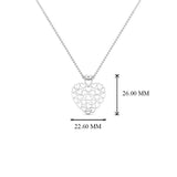 Cluster Heart Pendant Love Design Valentines Gift 14k White Gold Finish NO CHAIN