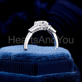 1ct Heart Cut Simulated Diamond Three Stone Engagement Ring 14k WhiteGold Plated