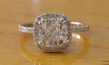 2.3ct Cushion Cut Diamond Halo Solitaire Engagement Ring 14k White Gold Finish