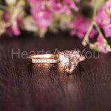 1ct Heart Cut Simulated Morganite Solitaire Accents Ring 14k Rose Gold Plated