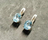 2ct Drop Earrings Oval Cut Blue Aquamarine Solitaire Design 14k White Gold Over