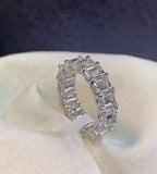 4.1ct Emerald Cut Diamond Full Eternity Iced Wedding Band 14k White Gold Finish