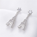 Eiffel Tower Drop Earrings 2ct Round Cut VVS1D Diamond 14k White Gold Finish