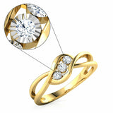 1ct Engagement Ring Round Diamond Swirl Twist Open Shank 14k Yellow Gold Finish