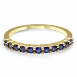 1.6ct Round Cut Blue Sapphire Wedding Band Half Eternity 14k Yellow Gold Finish