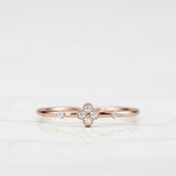 Floral Dainty Minimalist Engagement Ring 0.4ct Round Diamond 14k Rose Gold Over