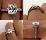 3Ct Radiant Cut Diamond Vintage Antique Engagement Ring 14K White Gold Finish