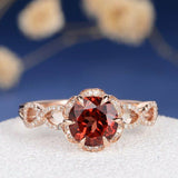 2ct Round Cut Red Garnet Engagement Ring 14k Rose Gold Over Halo Infinity Design