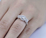 2.5ct Round Cut VVS1D Diamond Engagement Ring Halo Trilogy 14k White Gold Finish