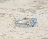 1.3ct Round Cut VVS1D Diamond Engagement Ring Flower Open 14k White Gold Finish