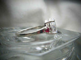 3ct Pear Diamond Trilogy Engagement Ring 14k White Gold Over Ruby Round Accents