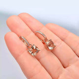 2ct Huggies Earrings Cushion Cut Peach Morganite Solitaire 14k Rose Gold Finish