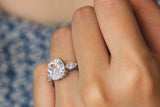 Three Stone Engagement Ring 1.4ct Cushion Cut VVS1 Diamond 14k White Gold Finish