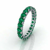 2.5ct Round Cut Green Emerald Wedding Band Iced Full Eternity 14k WhiteGold Over