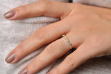 1ct Wedding Ring Band Round Cut Diamond Hexagon Stackable 14k Yellow Gold Finish