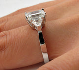 5Ct Emerald Cut Diamond Solitaire Ring 18K White Gold Finish Calf Head Accents