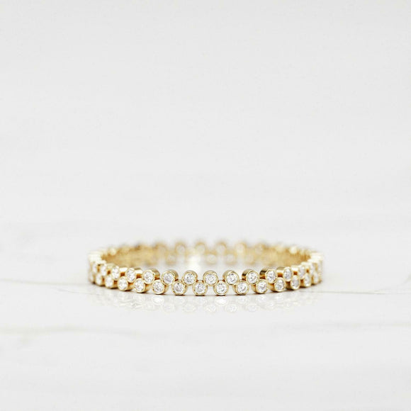 Stackable Full Eternity Wedding Band 1ct Round Cut Diamond 14k YellowGold Finish