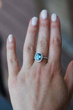 2.25ct Oval Cut Blue Aquamarine Halo Engagement Ring 14k White Gold Finish