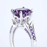 1.5ct Round Cut Purple Amethyst Solitaire Engagement Ring 14k White Gold Finish