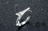 1Ct Round Cut Diamond Eiffel Tower Proposal Engagement Ring 14K White Gold Over