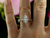 2ct Marquise Cut Diamond Infinity Band Halo Engagement Ring 14k White Gold Over