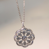 2.5ct Round Cut VVS1D Diamond Pendant Chain Halo Floral 14k White Gold Finish