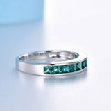 2ct Princess Cut Green Emerald Channel Set Half Eternity Band 14k WhiteGold Over