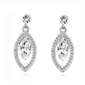 Fancy Halo Drop Earrings 2ct Marquise Cut VVS1D Diamond 14k White Gold Finish