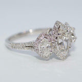 5Ct Marquise Cut VVS1 Diamond Halo Trilogy Engagement Ring 14K White Gold Finish