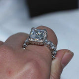 6Ct Princess Cut Diamond Cocktail Eternity Engagement Ring 14K White Gold Finish