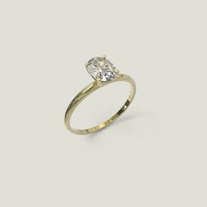 0.9ct Oval Cut Diamond Engagement Ring 4 Prong Solitaire 14k Yellow Gold Finish