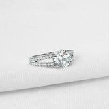 2.5ct Round Cut Diamond Engagement Ring Accents Split Band 14k White Gold Finish