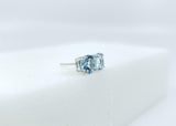 0.6ct Stud Earrings Round Cut Blue Aquamarine Solitaire Women 14k WhiteGold Over