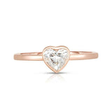 0.5ct Heart Cut Diamond Engagement Ring 14k Rose Gold Finish Bezel Set Solitaire