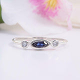 1.2ct Marquise Blue Sapphire Engagement Ring Diamond Trilogy 14k White Gold Over