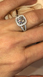 2ct Cushion Cut Diamond Engagement Ring Halo Split Shank 14k White Gold Finish